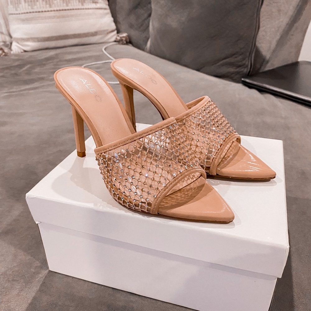 Aldo Nude sparkly mule